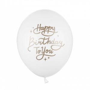 6 Ballons “Happy Birthday To You” blanc et doré