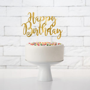Cake topper “Happy Birthday” doré