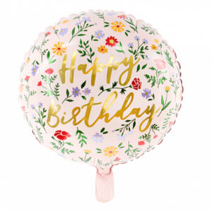 Ballon Happy birthday rose et doré