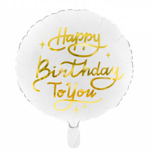 Ballon Happy birthday to you blanc et doré