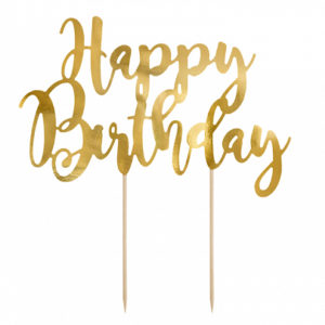 Cake topper “Happy Birthday” doré