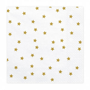 20 Serviettes étoile blanc et doré