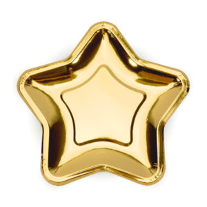 6 Assiettes étoile doré -18 cm