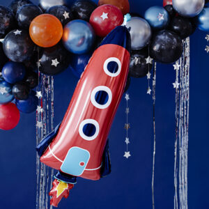 Ballon fusée rouge et bleu